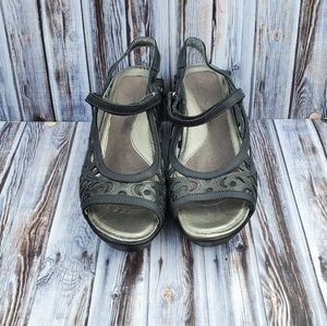 Naot Leather Cut Out Slingback Wedge